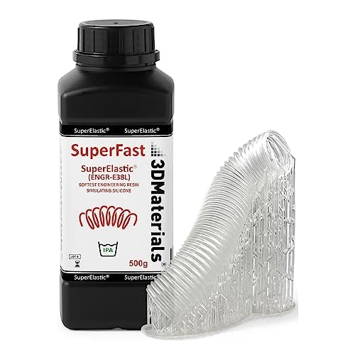 SuperElastic RÃ©sine d'imprimante 3D, Douceur 60A simulant du silicone souple, FabriquÃ©e en CorÃ©e par 3DMaterials (500g, Transparent)