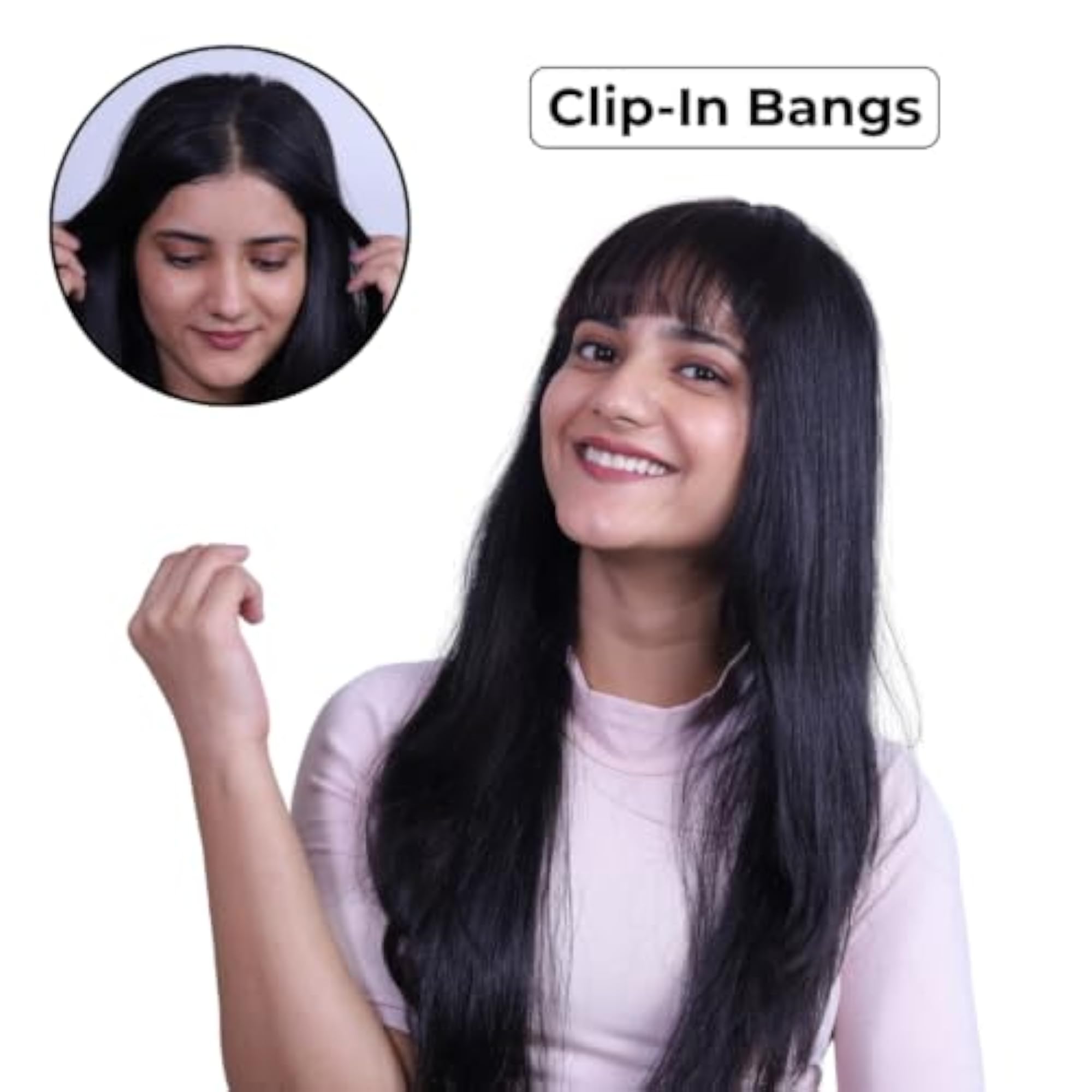 Women's Natural Black Clip-In Bangs Hair Extension