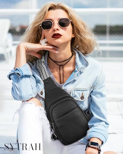 Sling Bag for Women, Crossbody Bags Purse for Women Trendy Vegan Leather Chest Bag with Adjustable Guitar Strap2