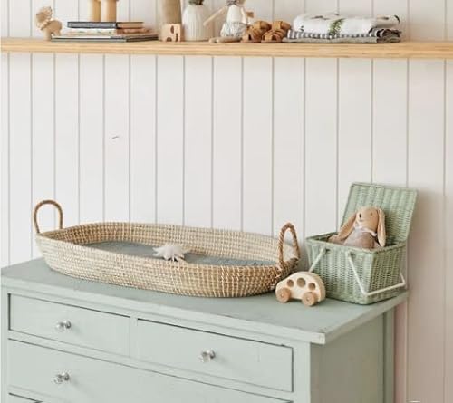 Wickelauflage, Massiver Baby Wickelkorb mit DREI Schichten Matratze Babykorb Baby Moseskorb Handgemachter, Seegras Weidenkorb, Baby Shower, Baby Zimmer Cover