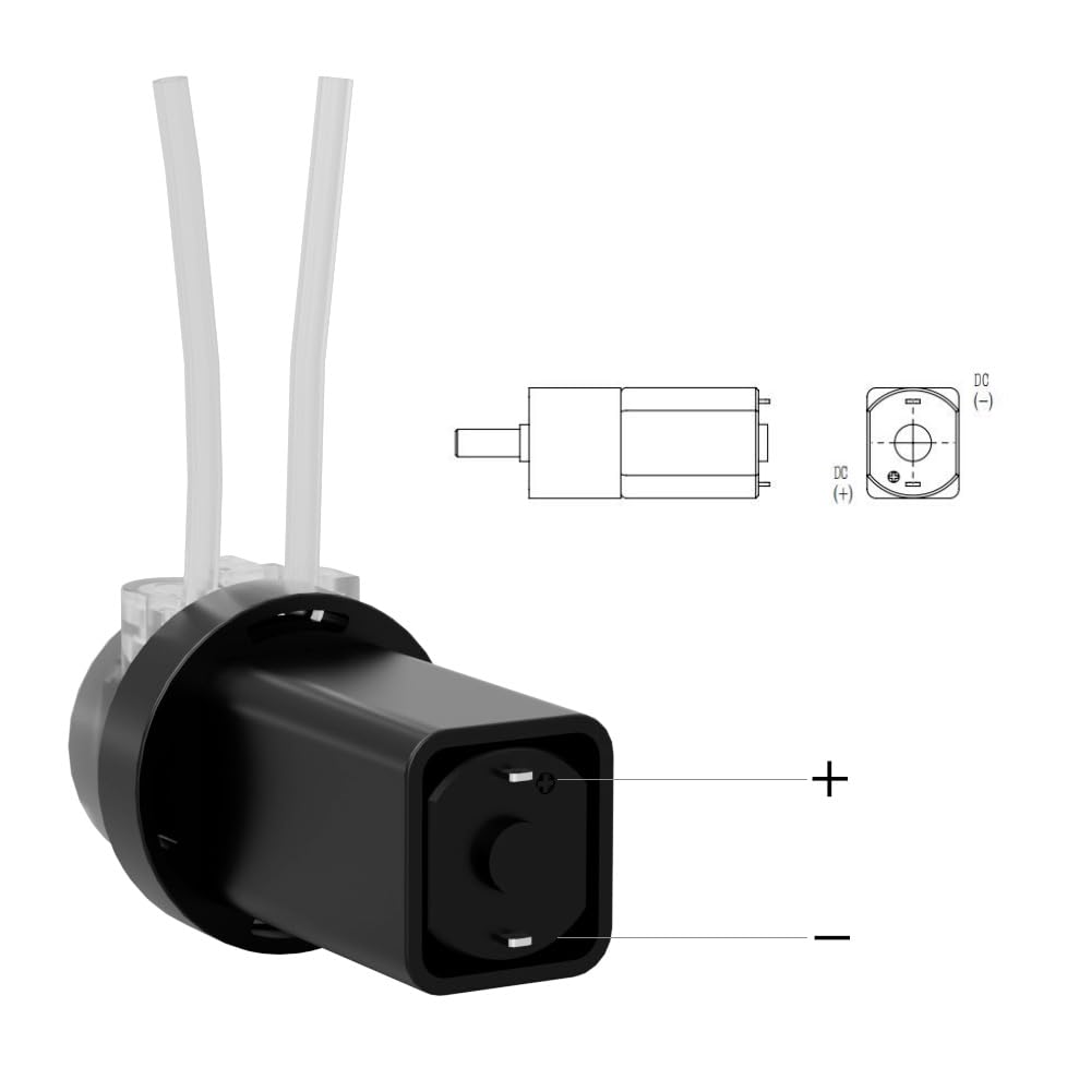 Kamoer KMPP6 Pompe péristaltique mini 3,7 V CC 4ml/min | Pompe doseuse de liquide à faible débit, moteur avec connecteur pagode 1/16