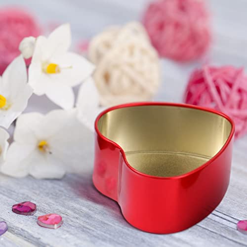 Hotop 6 Pcs Heart Shaped Metal Tins Box with Lids Valentines Day Cookie Candy Jars Metal Red Boxes Heart Shaped Empty Treat Tin for Biscuits Cookie Chocolate for Valentines Day Gifts Party(Red)