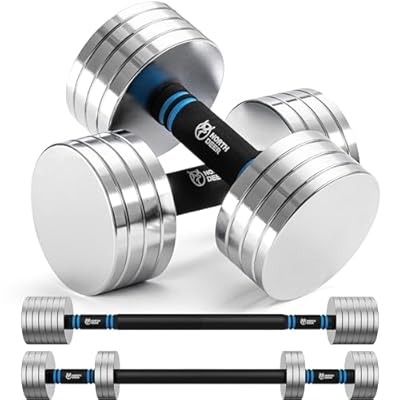 Northdeer V2.0 Upgraded Adjustable Steel Dumbbells 40LB  60LB - 2 in 1 Dumbbell Barbell Set for Home Gym Workout - Compatible with V1.0 Dumbbells