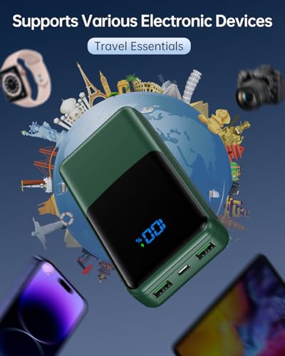 Coblob Power Bank 27000mah, Powerbank Fast Charging with Usb C, External Battery Pack, Mobile Phone Portable Charger with LED Display, PD 3.0 QC 4.0 Charging Bank with 3 Outputs & 2 Inputs (Green) - Image 5