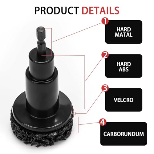 Radbolzen und Radnabenschleifer, Radnabenreiniger KFZ mit 6 Schleifscheiben & 1/2 Adapter, Nabenschleifer für Akkuschrauber zur schnellen Rostentfernung an der Radnabe für perfekten Räderwechsel