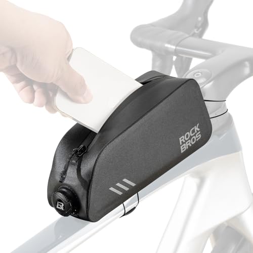 ROCKBROS Top Tube Bike Bag Waterproof Bike Frame Bag Lightweight Buckle Lock Design TPU Material Top Tube Bag Easy Install Cycling Top Tube Front Frame Pack 0.9L Capacity