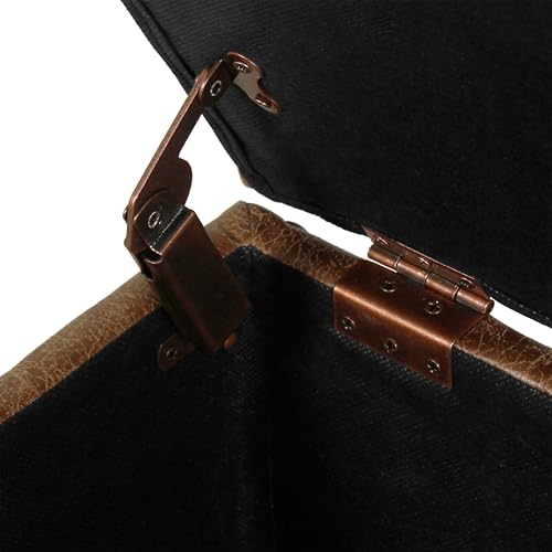 Image of HomePop Square Tufted Storage Ottoman - Distressed Brown Faux Leather Small