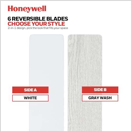 Honeywell Ceiling Fans Kaliza Modern 56 Inch Ceiling Fan with Light, Remote Control Fan, LED Indoor Fan with 6 Blades, Gray Wash and White Blade Finish Options, White (51477-01) - image 4