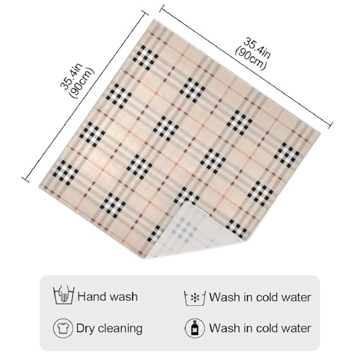 Black White Beige Checkered Plaid square silk scarf funky wrap scarf for women for Travel 35x35 bufanda para mujer4