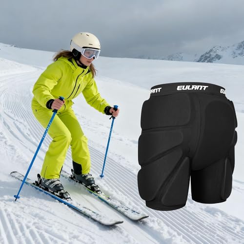 EULANT Schutz Gepolsterte Shorts für Snowboarding / Skifahren / Ice Skate / Rollerskiing / Biker, Hüft-Po-Schutz, 3D Schutzpads für Hüfte / Butt / Tailbone,XS