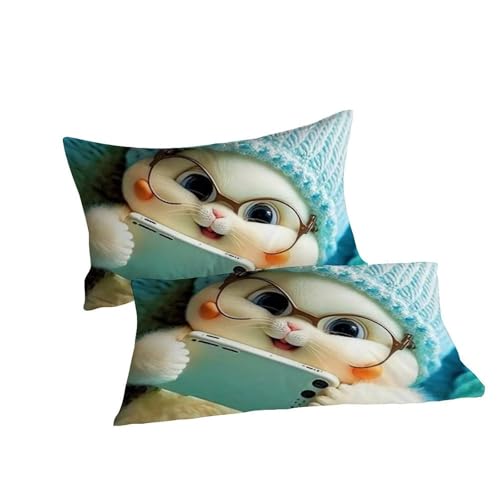 Housse de couette King imprimé 3D lapin lit 220x240cm microfibre facile à laver