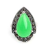  Sweet & Happy Girl\'s Store 12x20mm Drip gr¨¹n gef?rbt Jade Perlen Tibet Silber Basis Markasit Ring 19x27mm Durch Zufall US # 6 Senden - # 9