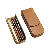 MIVLXLX Leather Triple Pen Case Pencil Pouch Holder for Three Fountain Ballpoint Rollerball Pens and Pencils Gift Choice for Man/Woman/Office (brown)