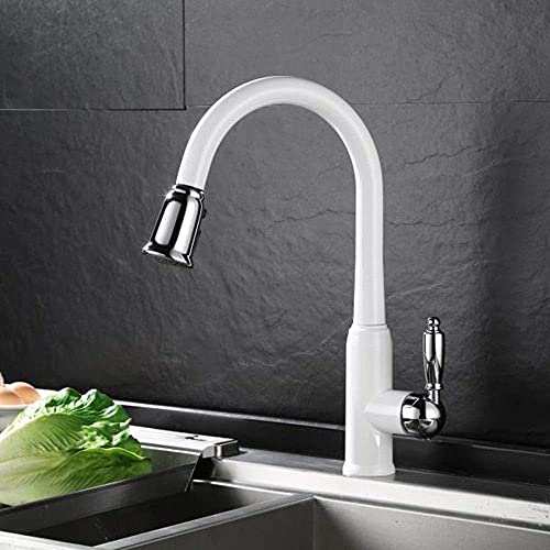 Grifos para fregadero de cocina, grifos, grifo de mesa de un solo orificio, tipo de extracción blanco, grifo de agua para cocina, modo doble, grifos de agua mixta para baño, grifo frío y caliente con