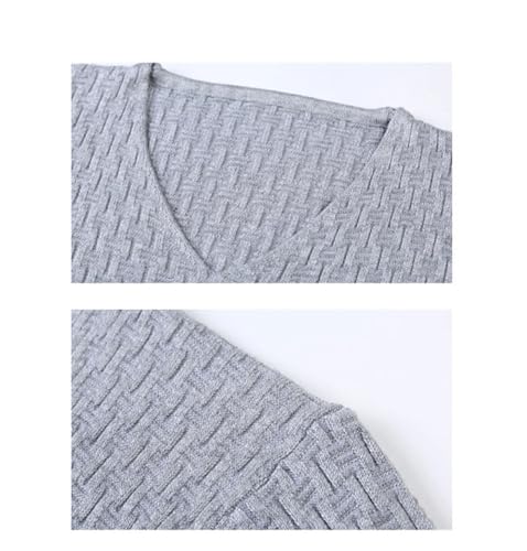 Mens V Neck Sweater Solid Color Long Sleeve Slim Fit Pullover Fall Winter Business Knitting Sweater2