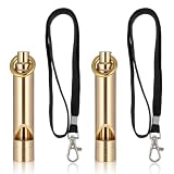 FdcZeyxior 2 PCS Brass Survival Whistle, 125 Db Loud Emergency Whistle Portable Survival Whistles with Lanyards for Pet Training Hiking Camping Coaching Outdoor Safety Accessories