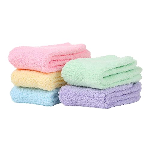 Fuzzy Socks For Women Slipper Fluffy Microfiber Socks Casual Home Winter Warm Sleeping Cozy Crew Sock 5 Pairs Rainbow Color One Size #TOP3