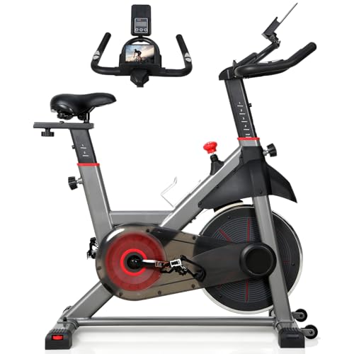 Novonova Vélo d'Appartement avec Résistance Ajustable et Silencieuse, Volant d'Inertie 8KG, Vélo d Appartement d'Entraînement Professionnel Écran LED, Impulsion,...