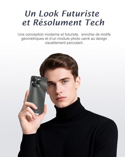 invens Halo5 Smartphone Android Pas Cher, Téléphone Portable Sans Forfait, Grand Écran 6,52" HD+, 16MP+8MP Telephone Portable Batterie 5000mAh, 7(4+3) Go RAM 64 Go(TF 256 Go)ROM, Daul SIM/OTG/FACE ID – vue 8