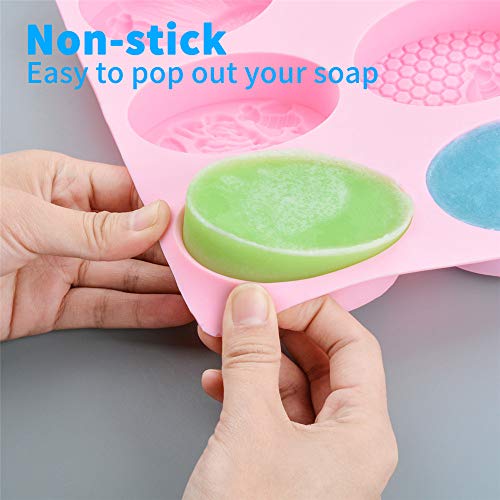 Sj 3D Bee Silicone Molds, Honeycomb Mold For Soaps, Beehive Cake Baking Mold, Candle Mold Resin Mold For Homemade Craft (Oval, Pink) #TOP4