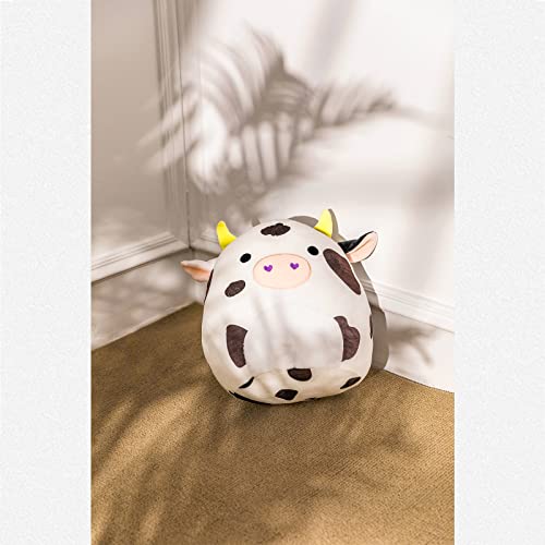 Colin The Brown Spotted Cow Plush Pillow - 12-Inch 3D Cute Cow Print Pattern With Brown Spots, White Belly - Super Soft Stuffed Animals Toy For Home Car Decoration - Party Gifts For Kids Or Lovers #TOP1