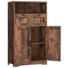 Iwell Storage Cabinet with 2 Drawers and Adjustable Shelves Small Cabinet with Doors Cupboard Small Storage Cabinet for Living Room Home Office Rustic Brown