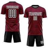 Generic Custom Soccer Jerseys for Boys Men Women Youth, Maroon Black White Personalized Soccer Jersey Printed Name Number Logo Sports Jersey