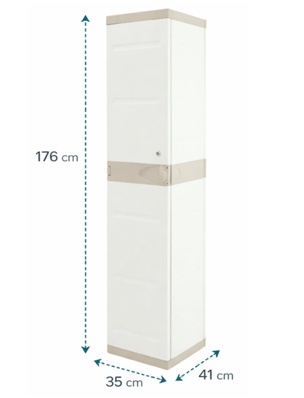 Recamania Taquilla de plástico Color Beige con Llave, Colgador, 2 baldas Regulables | Medidas: 176x41x35 cm