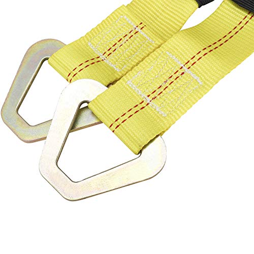 Novelbee 4 Pack Of 24 X 2" Axle Strap With Protective Sleeve And D-Ring For Securing Car Transport (Yellow) #TOP4