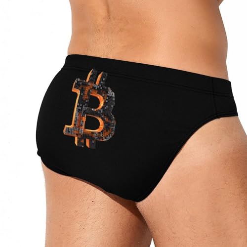 3D Bitcoin Logo Mens Swim Briefs Quick Dry Swimming Trunks Training Swimsuit Low Rise Swimwear3