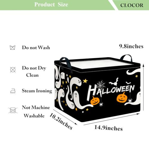 Image of CLOCOR Rectangular Storage Basket,Collapsible Cute Pattern Storage Bin,Waterproof Books Box with Handles,Gift Basket(Serpentine Ghost Halloween)