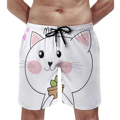 Maillot de bain homme chatons blancs : short de plage léger et pantalon court de bain d'été