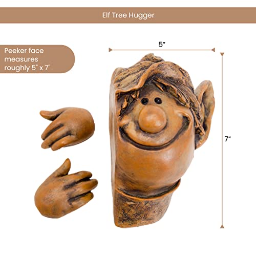 Bits And Pieces - Elf Tree Hugger - Yard Decorations - Whimsical Tree Sculpture - Garden Decoration - Garden Peeker Yard Art #TOP1
