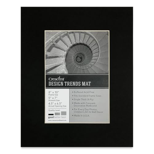 Crescent Pre-Cut Mat - Raven Black, 8" x 10" (4-1/2" x 6-1/2" Opening)