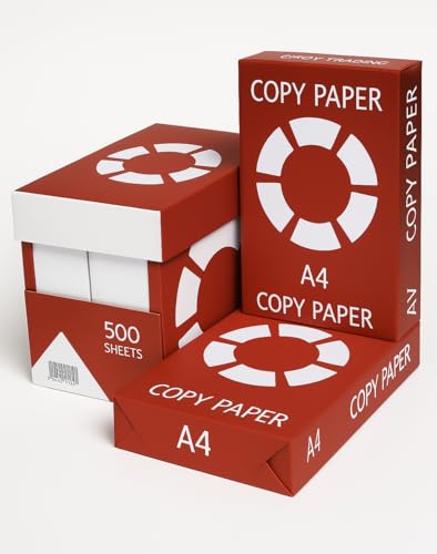 A4 Copy Paper White Red Box Premium Multipurpose Printer & Photocopy Paper High Whiteness Jam-Free for Inkjet & Laser Printers 500 Sheets x 5 Reams (2500 Sheets) 1 Carton Made in UAE