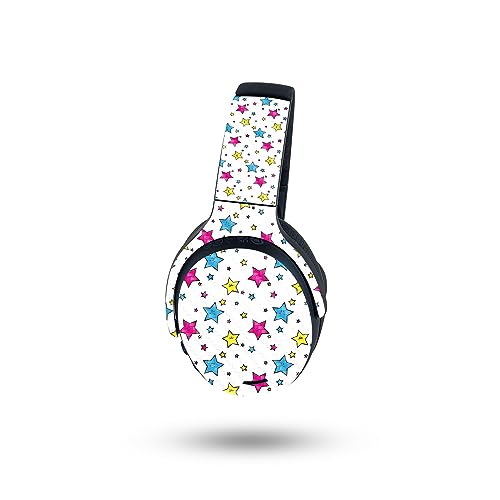 Image of MightySkins Carbon Fiber Skin Compatible with Skullcandy Crusher ANC 2 - Smiley Stars | Protective, Durable Textured Carbon Fiber Finish | Easy to Apply