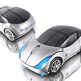 elec Space Wireless Mouse, 2.4GHz Car Wireless Mouse Cool 3D Sport Ergonomic Optical Cordless Mice with USB Receiver for PC Laptop Computer Women Small Hands (Silver)