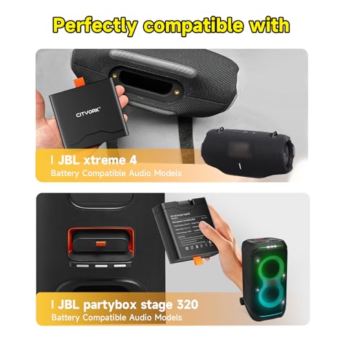 CITYORK 7,4 V/10800 mAh vervangende accu voor JBL Partybox Stage 320 / JBL Xtreme 4 Bluetooth-luidsprekers, kan in enkele seconden worden vervangen, zodat het feest twee keer zo lang aan de slag gaat - Afbeelding 3