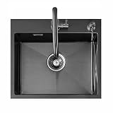【FREGADERO DE ACERO INOXIDABLE】Fregadero cocina negro bajo encimera inox a utilizan acero inoxidable con resistencia y durabilidad superiores. Acero inoxidable de primera calidad 304 con excelente resistencia a la corrosión y al óxido. Nuestros fregaderos de cocina están recubiertos con un nanorrevestimiento antibacteriano, que se puede limpiar después del enjuague, y las bacterias no se adhieren.