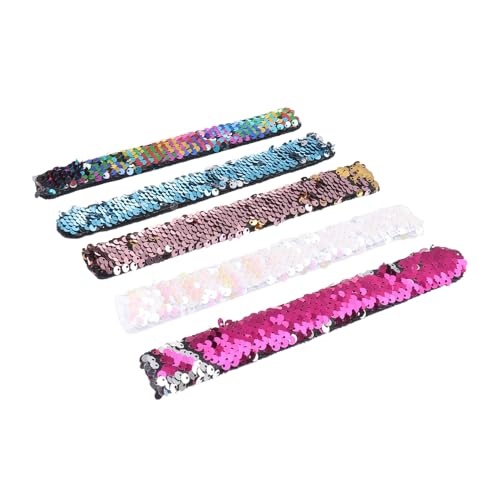 SOPOTUTU Lot de 5 Bracelets à Claquer Sirène pour Garçon et Filles Bracelets à Paillettes Colorés Accessoires de Déguisement Festifs Décoration Claquer Créatif pour Filles et Garçons