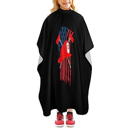 Firemans Axe USA Flag Barber Cape Professional Hair Cutting Cape Cover Haircut Apron for Boys Girls