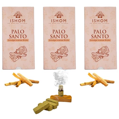 Image of Palo Santo Smudge Incense Bricks, 100% Natural Palo Santo Wood, Sourced from Peru, Long Lasting Aroma for Home Purification, Meditation, Cleansing & Aromatherapy, Pack of 45 Bricks with Holders