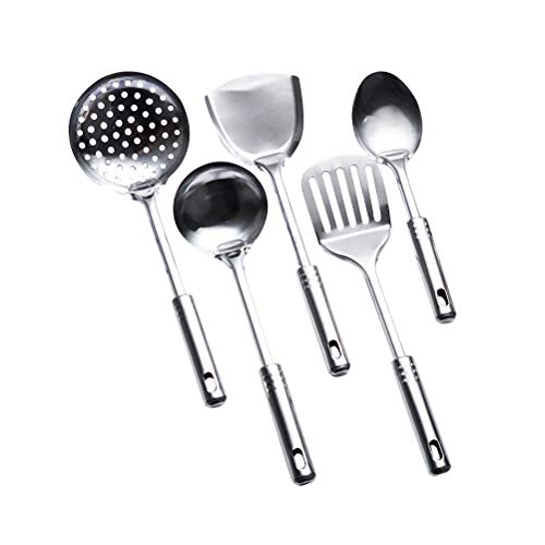 BESTONZON Conjunto de utensílios de cozinha de aço inoxidável 5 peças com espátula de colheres
