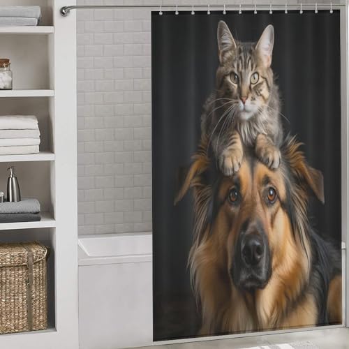 Rideau de douche chien tissu lavable 140x183cm imperméable douche