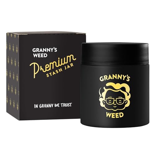 Granny's® UV-Vorratsglas 120 ml | Luftdichter Glasbehälter mit Kindersicherung | Geruchsdicht | 8 Gramm | Aromaschutz für Gewürze & Tee | Schwarz