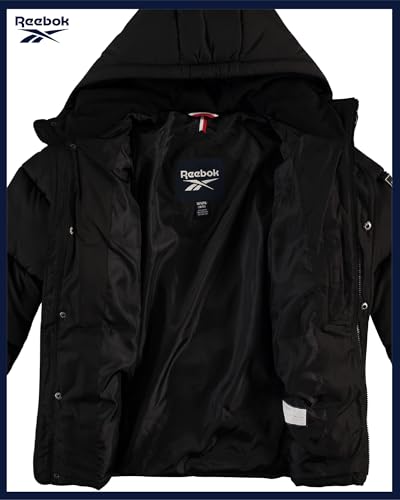Image of Reebok Boys Heavyweight Puffer Jacket, Wind & Water Resistant Hooded Coat