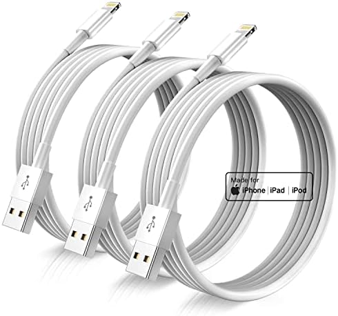 iPhone Charger Cord Lightning Cables, Original 2022 Upgraded [3Pack 6ft] Apple MFi Certified USB A Charging Cable for iPhone 13 12 11 Mini Pro XR Xs Max X SE 8 7 6 Plus iPad iPod AirPods - White