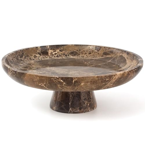 YMXYJM Natural Marble Fruit Bowl Pedestal Bowl Brown