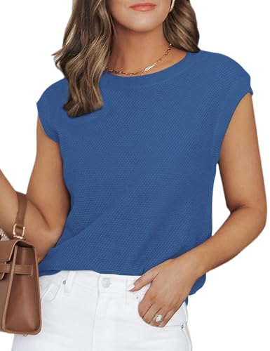 Image of CiCiBird Women Summer Cap Sleeve Sweaters Knit Crew Neck Pullover Tank Tops 2025 Casual Trendy Shirt