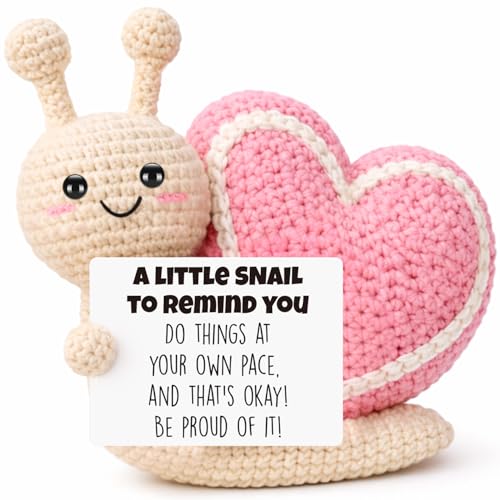 Graduation Inspirational Gifts for Women, Birthday Mothers Day Appreciation Cheer Stress Relief Crochet Snail, Thank You Grad Gift for College Students Nurses Week Teacher Her Him Coworker Friend